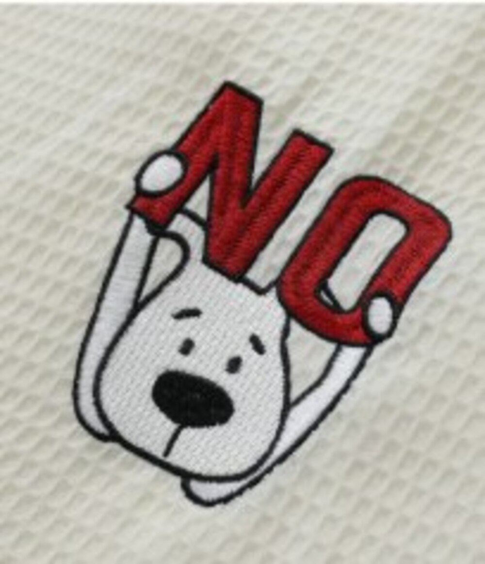 White Waffle Knit Dog Embroidery Long Sleeve Shirt - Picture 2 of 4